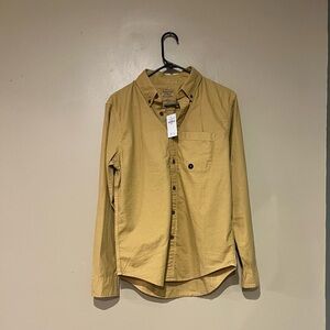 A&F Men's Size S Tall Yellow Long Sleeve Button Up Shirt Casual Cotton Blend